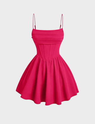 Women's Red Dress | Mini Length Corset Cami Straps