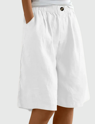 Women's Bermuda Shorts | Knee-Length Elastic Waist Pockets