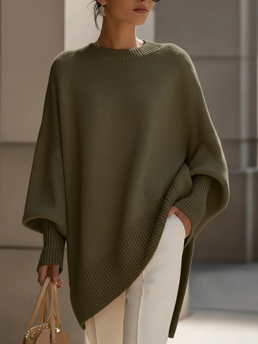 Women's Wool Sweater | Oversized Knit Crew Neck Drop Shoulder