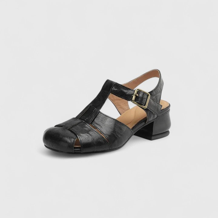 Women's Chunky Sandals | Square Toe Buckle Leather