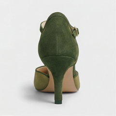 Women's Kitten Heels | T-Strap Rounded Toe Suede