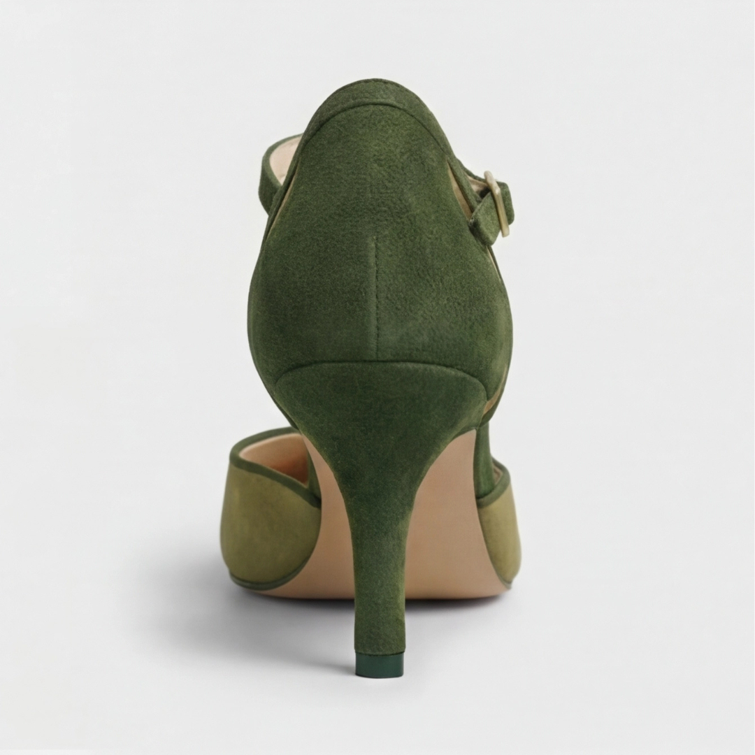 Women's Kitten Heels | T-Strap Rounded Toe Suede