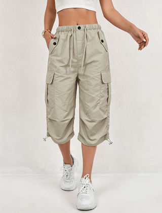 Women's Capri Pants | Cargo Pockets Drawcord Relaxed Fit