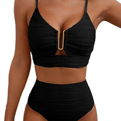 Women's High Waisted Bikini | V-Neck Adjustable Straps Supportive