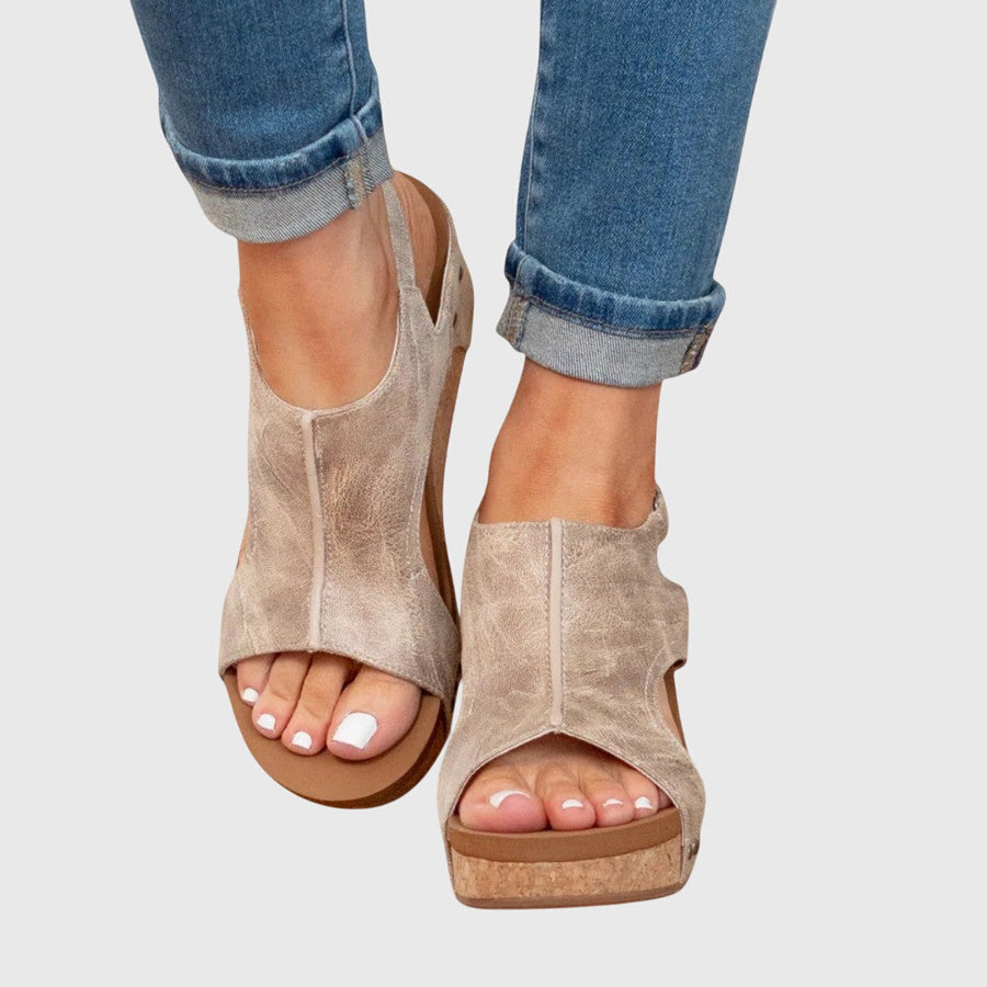 Women's Sandals | Open Toe Platform Buckle Suede
