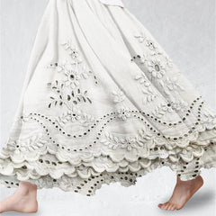 Women's Skort | Maxi Length Embroidered Scalloped Hem
