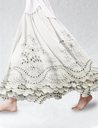 Women's Skort | Maxi Length Embroidered Scalloped Hem