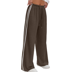 Women's Palazzo Pants | Wide Leg Drawstring Stripe
