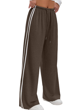 Women's Palazzo Pants | Wide Leg Drawstring Stripe