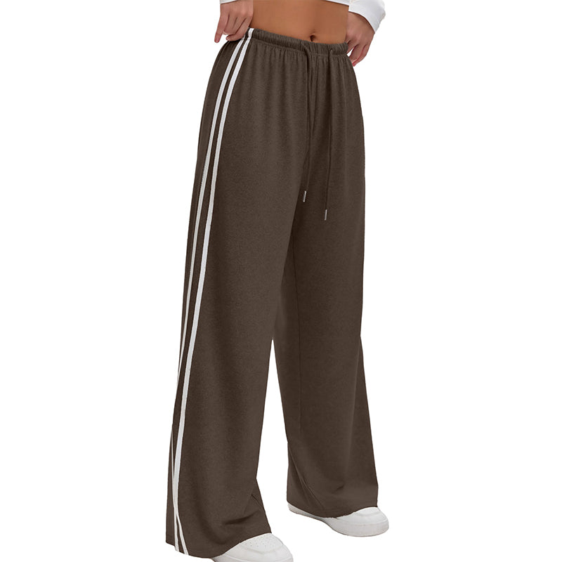 Women's Palazzo Pants | Wide Leg Drawstring Stripe