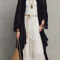 Women's Maxi Skirt | Tiered Lace Strapless Maxi