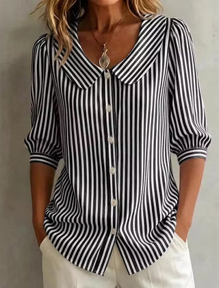 Women's Linen Shirt | Collared V-Neck Button-Front Relaxed