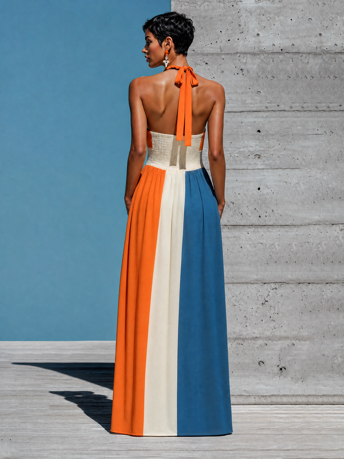 Women's Smocked Dress | Halter Keyhole Strapless Maxi