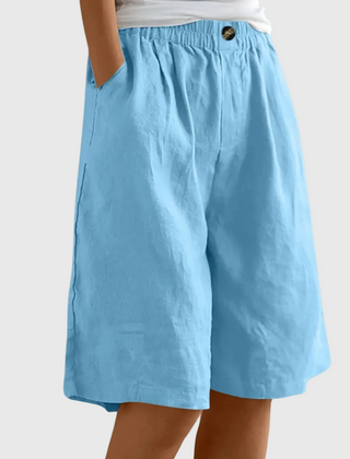 Women's Bermuda Shorts | Knee-Length Elastic Waist Pockets