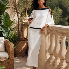 Women's Two Piece Skirt Set | Cold Shoulder Batwing Sleeve Midi