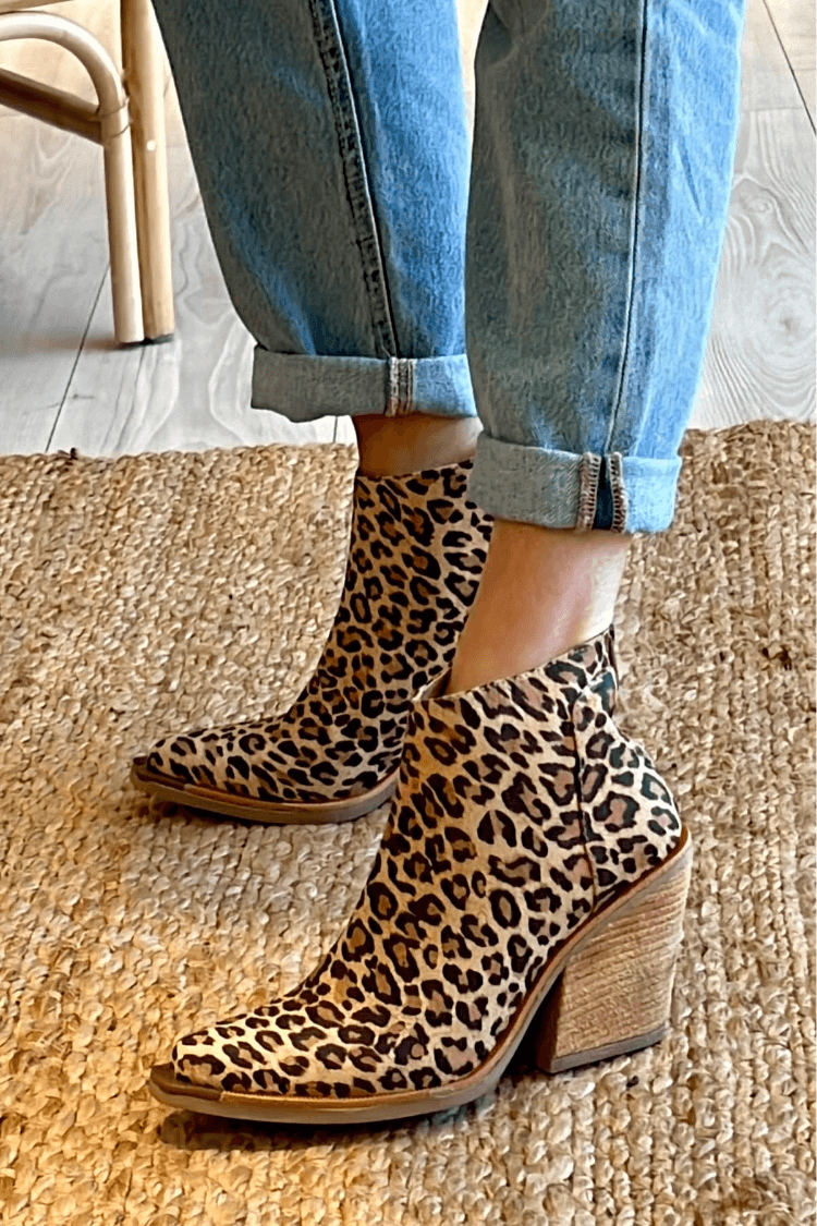 Women's Cowboy Boots | Pointed Toe Leopard Print Block Heel