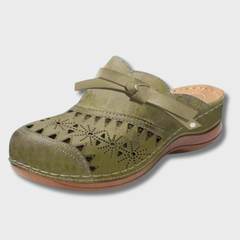 Women's Mules | Hollow-Out Design Flat Bow Closure