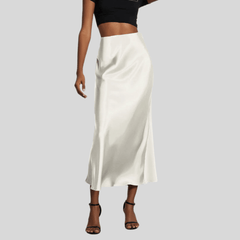 Women's Satin Skirt | Midi Length High Waist Fishtail