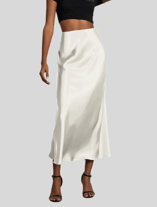 Women's Satin Skirt | Midi Length High Waist Fishtail