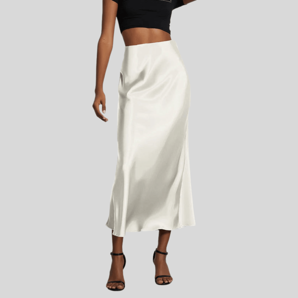 Women's Satin Skirt | Midi Length High Waist Fishtail
