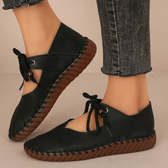 Women's Ballet Flats | Lace-Up Leather Casual