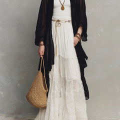Women's Maxi Skirt | Tiered Lace Strapless Maxi