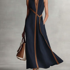Women's Midi Dress | V-Neck Sleeveless Wrap Tie Midi