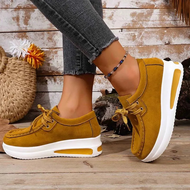 Women's Platform Sneakers | Lace Up Cushioned Suede