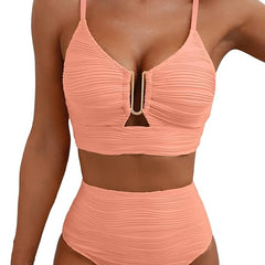 Women's High Waisted Bikini | V-Neck Adjustable Straps Supportive