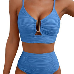 Women's High Waisted Bikini | V-Neck Adjustable Straps Supportive