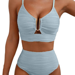 Women's High Waisted Bikini | V-Neck Adjustable Straps Supportive