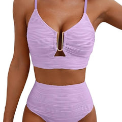 Women's High Waisted Bikini | V-Neck Adjustable Straps Supportive