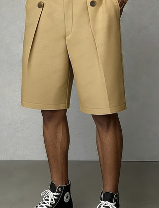 Men's White Linen Shorts | Pleated Tailored High-Rise