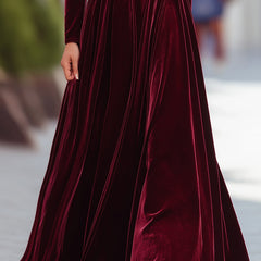 Women's Christmas Dress | Maxi Turtleneck Long Sleeve Velvet