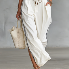 Women's Two Piece Pants Set | Half-High Neck Long Sleeves Wide Leg