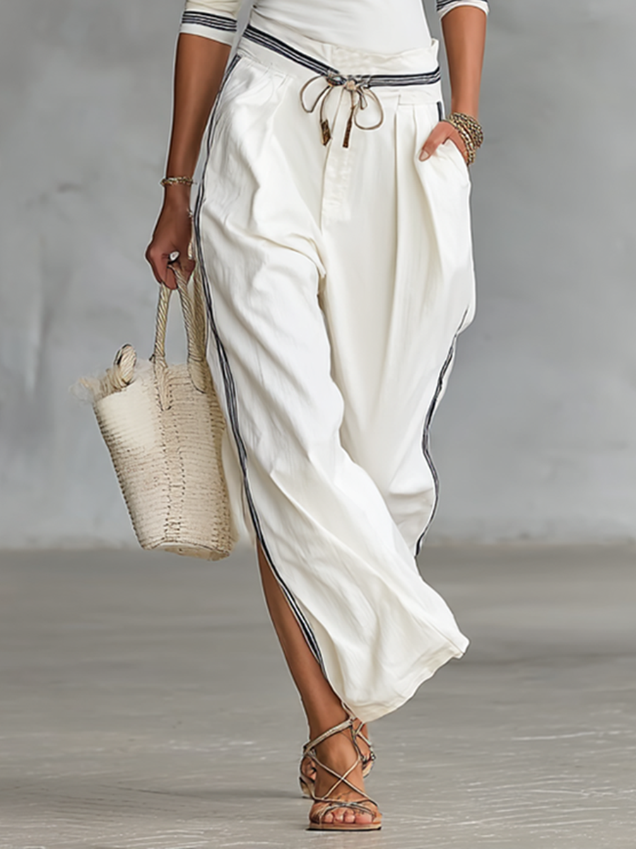 Women's Two Piece Pants Set | Half-High Neck Long Sleeves Wide Leg