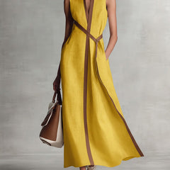 Women's Midi Dress | V-Neck Sleeveless Wrap Tie Midi