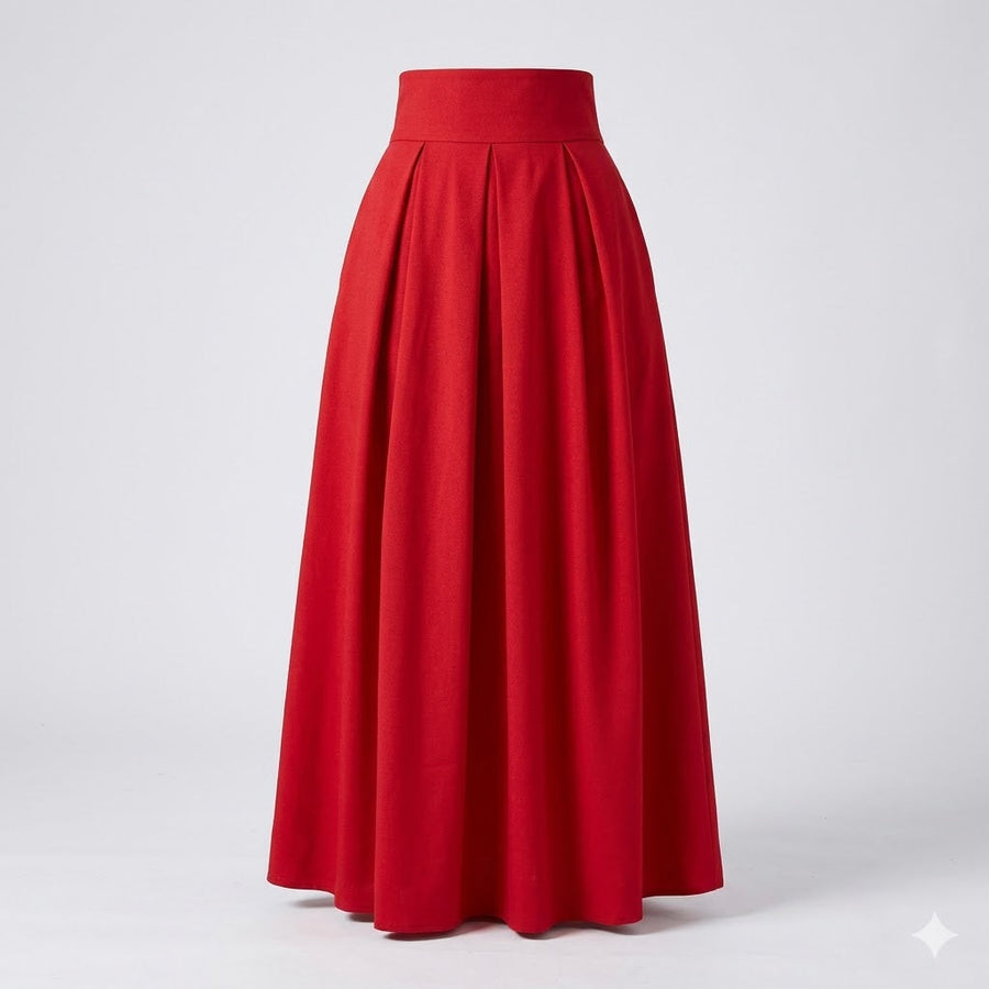 Women's Skort | Maxi Length Pleated High-Waisted
