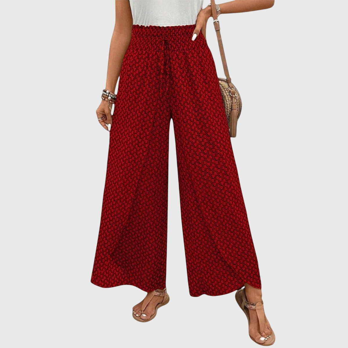 Women's Palazzo Pants | High Waist Wide Leg Drawstring Print