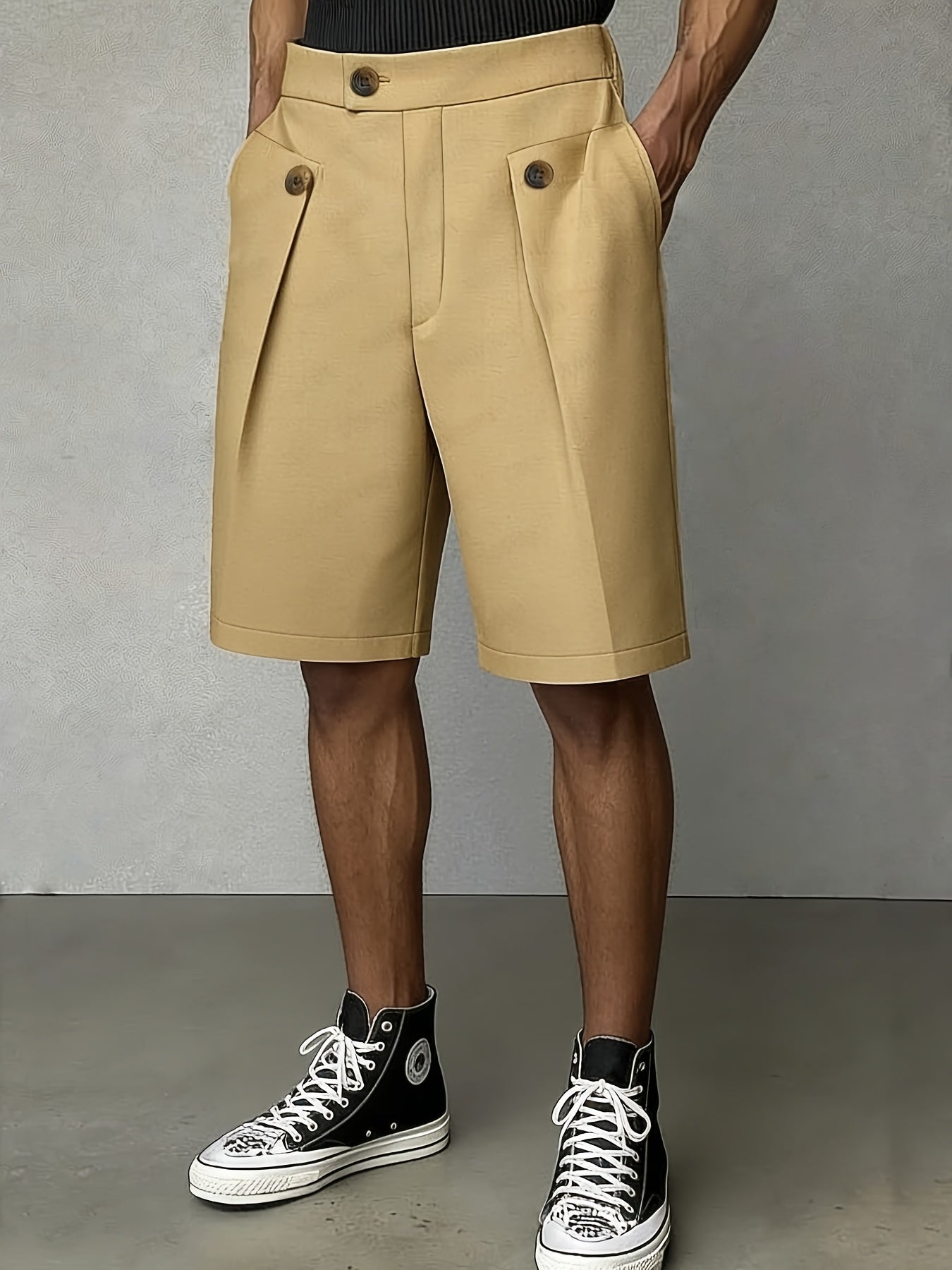 Men's White Linen Shorts | Pleated Tailored High-Rise