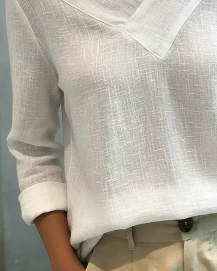 Women's Long Sleeve Top | Off Shoulder V Neck Relaxed Fit