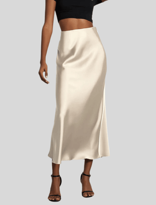 Women's Satin Skirt | Midi Length High Waist Fishtail
