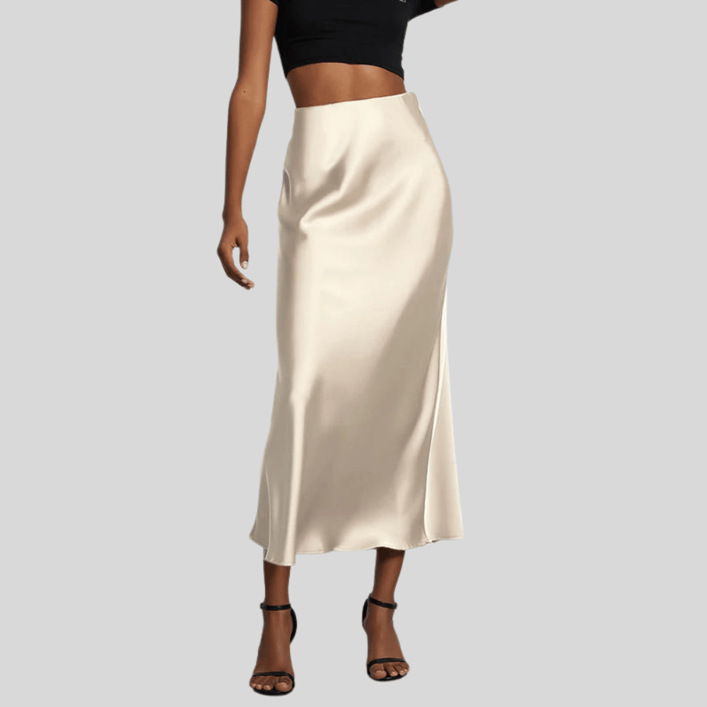 Women's Satin Skirt | Midi Length High Waist Fishtail