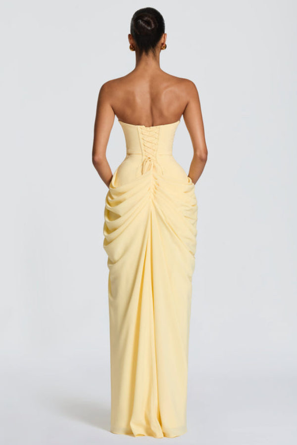 Women's Christmas Dress | Maxi Strapless Ruched Split