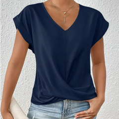 Women's T Shirt | V Neck Short Sleeve Twist Front