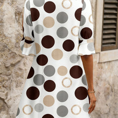 Women's Mini Dress | V-Neck Polka Dot Flared Sleeve