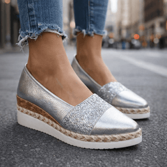 Women's Wedge | Glitter Upper Slip On Flatform Sole Pointed Toe