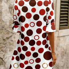 Women's Mini Dress | V-Neck Polka Dot Flared Sleeve
