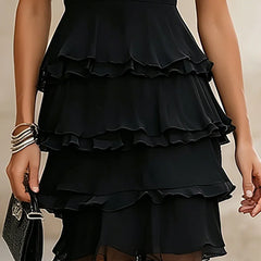 Women's Floral Mini Dress | Halter Neck Tiered Ruffle Chiffon
