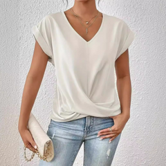 Women's T Shirt | V Neck Short Sleeve Twist Front